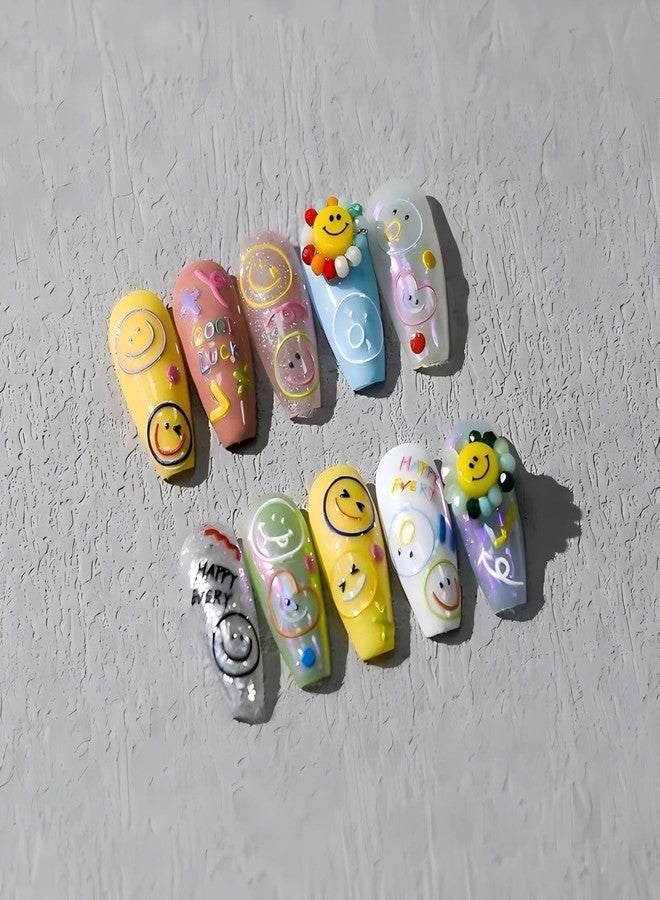 Dedyel Smile Nail Art Stickers 5D Embossed Cute Smile Face Kawaii Self-Adhesive Nail Stickers for Women Girls Kids Nail Art Decoration - Image 5
